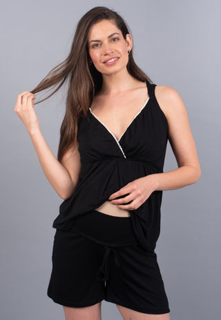 Pijama Maternal y Lactancia Lily Negro