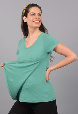 Polera Maternal y Lactancia Maria Verde