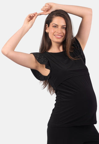 Polera Maternal y Lactancia Moni Negro Drops