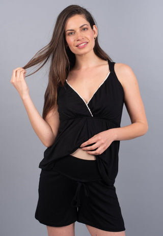 Pijama Maternal y Lactancia Lily Negro - Madremia